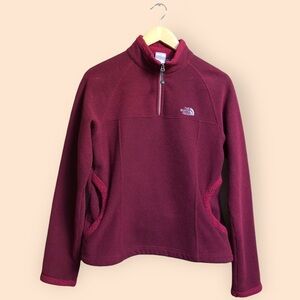 The North Face TKA 200 Burgundy Red Fleece Quarter Zip Pullover Sweater Women M